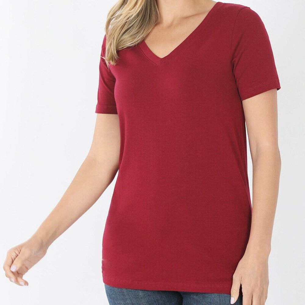 💜Everyday Cotton V-Neck Tee, Large
